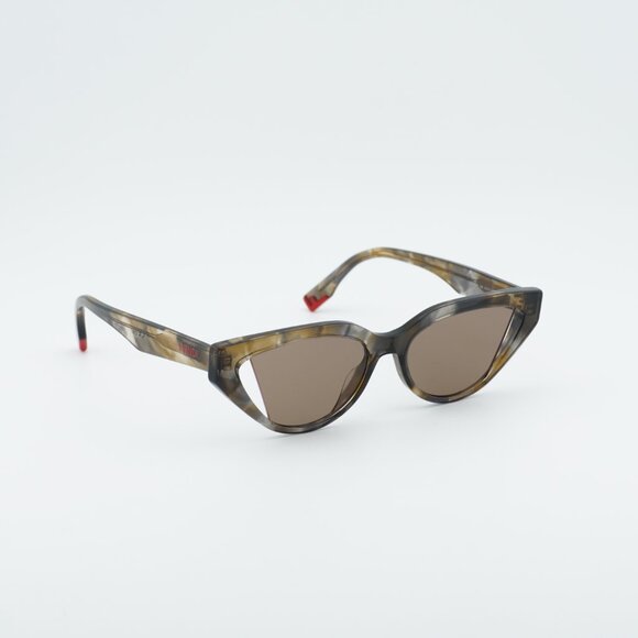 Fendi FE40009I 56E Sunglasses Shiny Havana Cat Eye Frame, Brown Lenses main image 11